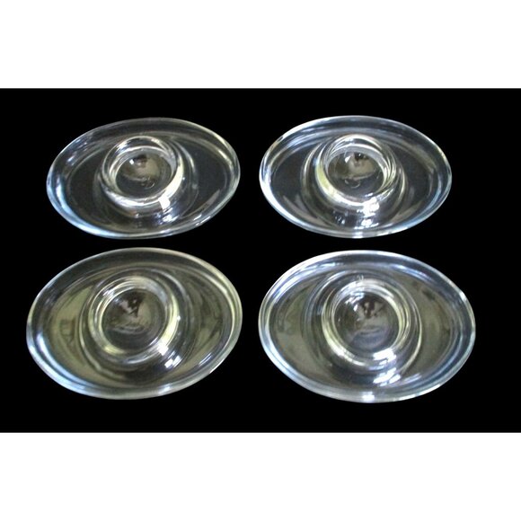 Set Of 4 Clear Glass Stackable Egg Cups With Oval Saucer - Picture 1 of 6